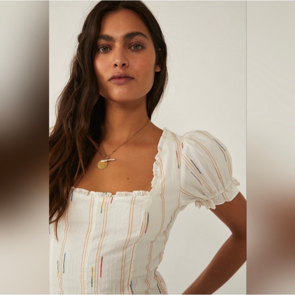 NWOT Free People White Striped Corset Top